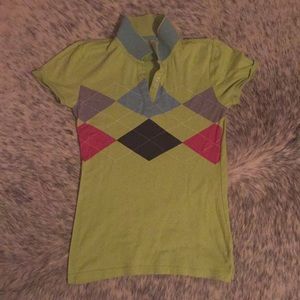 Lime argyle polo.